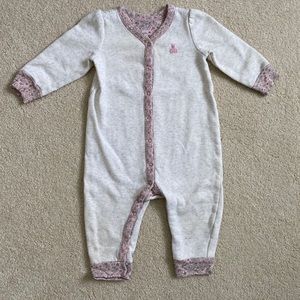 Gap Baby Fleece One Piece with Floral Trim Size 9-12 Months